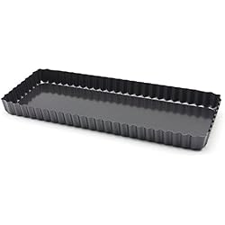 Loopunk 14 Pouces Ustensiles de Cuisson Plats Gâteaux Casseroles Rectangle Cannelé Tarte Tarte Pan Moule Cuisson Non-Bâton Quiche Outil avec Fond Amovible