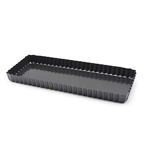 Loopunk 14 Pouces Ustensiles de Cuisson Plats Gâteaux Casseroles Rectangle Cannelé Tarte Tarte Pan Moule Cuisson Non-Bâton Quiche Outil avec Fond Amovible