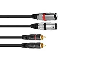 Cavo Adattatore Omnitronic 2x XLR Maschio - 2x RCA Maschio 1,5 Metri Nero