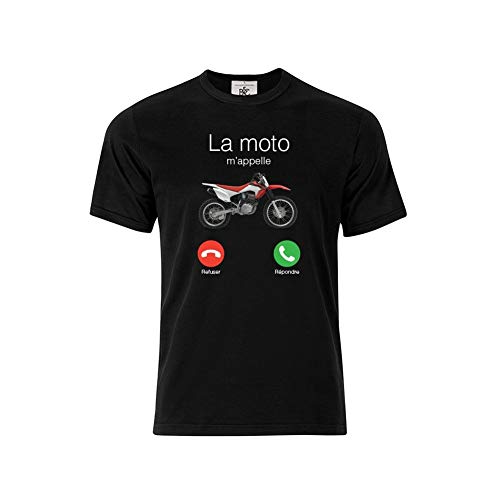 Mygoodprice T-Shirt col Rond la Moto Cross m'appelle Noir M
