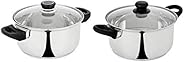 Amazon Brand - Solimo Stainless Steel Induction Bottom Dutch Oven with Glass Lid