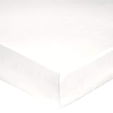Blanc des Vosges Uni Percale Drap Housse Coton Blanc 160 x 200 cm bonnet 30 cm