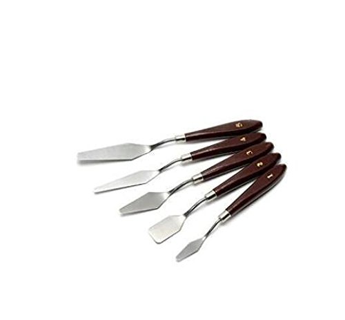 Preisvergleich Produktbild Ndier Ölgemälde Palette Spachtel, Edelstahl Holzgriff Ölgemälde Palette Spachtel (5 Stück / Set)