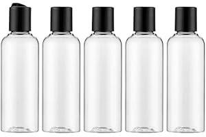 LIVFA Flacone da Viaggio Vuoto da 100ml, Contenitore a Prova di Perdite, Flaconi Ricaricabili con Etichetta per Shampoo, Lozione, Cosmetici (5 Pezzi, Trasparente)