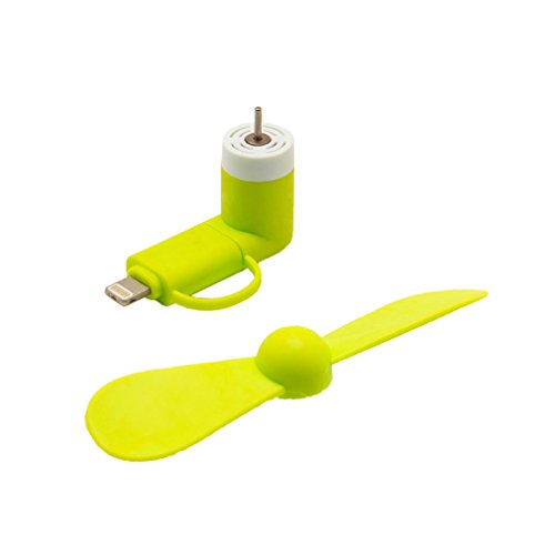 2in1 Micro USB und 8Pin Mini Ventilator Lüfter Kühler Fan für OTG fähige Handys iPhone Samsung Tablets usw – grün - 3