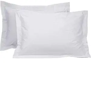 Spangle 144 TC 100% Pure Cotton White Pillow Cover Set (2 Pcs)