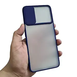 MobileZon Camera Shutter Slider Protector Design Smoke Back Case Cover (Realme X7 Pro, Blue)