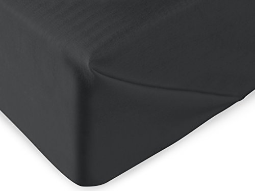 npluseins Betttuch ohne Gummizug, ägyptischer Baumwolle, anthrazit, 150 x 275 cm - 5