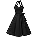 Produktbild QingJiu Women Sleeveless Solid Zipper Hepburn Vintage Swing High-Waist Pleated Dress