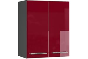 ‎VICCO Vicco Hängeschrank Fame-Line, hängender Küchenschrank, Bordeaux Hochglanz/Anthrazit, 60 cm