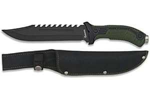 CUCHILLERIA DEPORTIVA Albainox - 32114 - Cuchillo albainox Verde con Funda Nylon. - Herramienta para Caza, Pesca, Camping, Outdoor, Supervivencia y Bushcraft