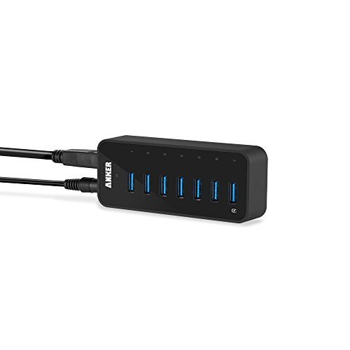 Anker USB 3.0 Hub 6 Ports + 1 Ladeport, 7 Port Datenhub mit 36W Netzteil für Macbook, Windows Laptops und Ultrabooks und USB-BC 1.2 Ladefunktion für iPhone Handy, iPad, Samsung Galaxy und andere Geräte - 5