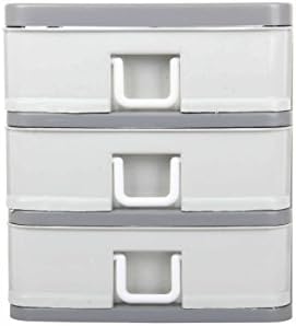 3 Drawers Strong Plastic Small Storage Unit Organizer Tower Box Suitable for office, cosmetic, sewing. (Grey)