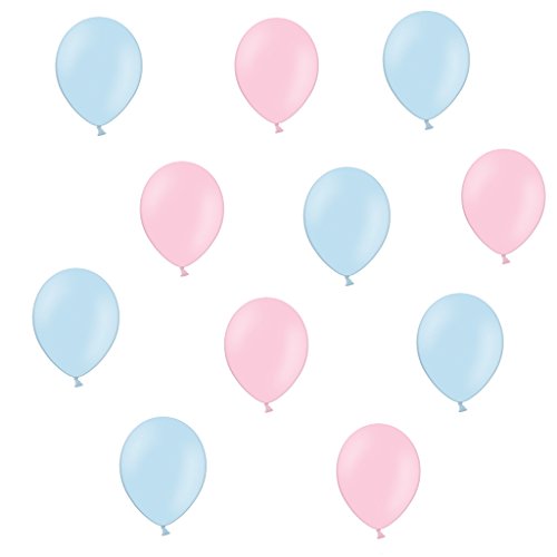 50 x Luftballons je 25 Hellblau & Rosa / Pink - ca. Ø 28cm - 50 Stück - Ballons als Deko, Party, Fest, Baby, Junge, Mädchen, Geburt, Hochzeit - Farbe Hell blau & Rosa / Pink - für Helium geeignet - twist4®