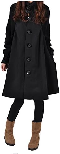 Wollen Overcoat Dress for Women ( Color : Black , Size : L )