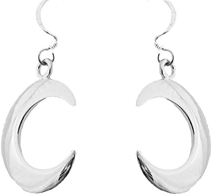 925 Solid Sterling Silver Waxing or Waning Crescent Moon Fishhook Earrings - Symbolic Earrings - Gift Boxed