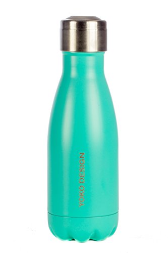 Yoko Design 1339-Bottiglia Termica con Doppia Parete in Acciaio Inox, Turchese, 19,8 x 6 x 6 cm