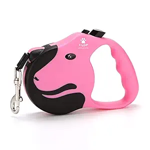 A+a Pets' Retractable Leash, Tangle-Free for Cats, Puppy with Anti-Slip Handle (3 metres, Pink)