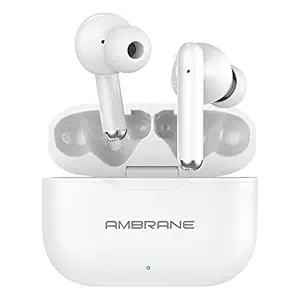 Ambrane Dots 38 True Wireless Earbuds TWS with Pure HD Bass, 16H Playtime, IPX4 Waterproof, Responsive Touch Sensors for Multifunctions, Compact Type-C Charging Case (White), Normal