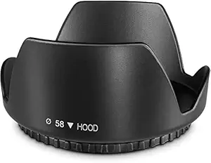 FND Tulip 58Mm Reversible Flower Lens Hood (Black) for Canon Eos 55-250Mm 18-55Mm Ef Lens, Made ABS,58MM Flower Hood