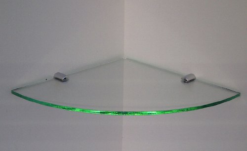 MEDIUM GLASS EFFECT ACRYLIC CORNER SHELF WITH CHROME FIXING BRACKETS 240mm by ESD