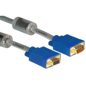 Professionelle VGA Verlängerung 5m transparent - VGA Kabel Verlängerung - SVGA Beamer Monitor Laptop Netbook Notebook Pc Tv Bildschirm Kabel - sehr hochwertig - vergoldete Anschlüsse, Ferrit Kern, mehrfach geschirmt bis 2048 × 1536 Pixel
