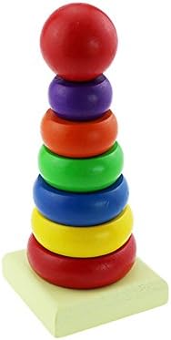 Wooden Stacking Tower,AllbuyMall 7-Piece Rainbow Colored Stack up Education Stacking Activity Toys for Baby Kids Gift for Mother's Day