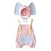 Produktbild FBGood Kinder Kurzarm Tasche Strampler + Elefantenhut Set Säuglingsspielanzug Overalls Neugeborenes Trägerhose Kleidung Baby Sommer Outfits Spielanzug