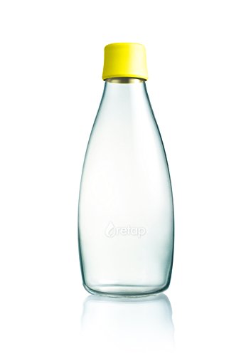 ApS Retap 0,8 litro Botella de Agua Grande Cristal de borosilicato, Amarillo