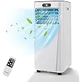 COSTWAY 7000BTU Portable Air Conditioner, 4 in 1 Mobile Cooler, Dehumidifier, Fan with Sleep Mode, LED & Front Display, Remote Control, 2 Speeds & 24H Timer