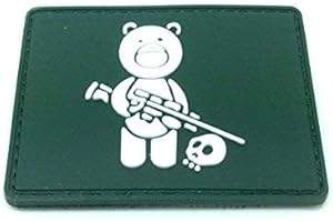 Patch Nation Sniper Teddybär Grün PVC Airsoft Paintball Klett Emblem Abzeichen