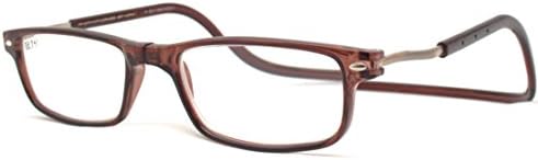 Reading Glasses Magnetic Adjustable with Built in Neck Strap for Men and Women (Brown, 2.50)