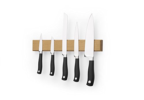 Xamonia Magnetleiste aus FSC-zertifiziertem Holz geölt, für Messer, Schlüssel und Werkzeug, mit starken Neodym-Magneten, Eiche natur geölt 360 mm - 5