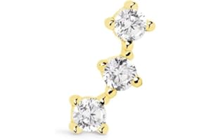 SINGULARU - Pendiente Suelto Triple Spark. Plata de Ley 925 con Acabado Baño de Oro de 18 Kt o Rodio. Cierre Tuerca a Presión. Joyas para Mujer