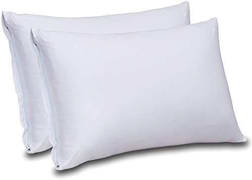 Premium Cotton Zippered Pillow Cases 2 Pack (Queen, White) - 100% Combed Cotton Pillow Cover for Maximum Softness - Elegant Double Hemmed Stitched Pillow Encasement 300 Thread Count