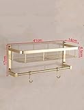 CLLCR Haushalts-Badezimmer-Regal, Tuch-Zahnstange, Duschregal-Badezimmer-Gold-Plated festes Edelstahl-Multifunktionszahnstangen-Tuch-Zahnstangen-Lagerregal-Kosmetik-Rahmen, der Qualität sichert