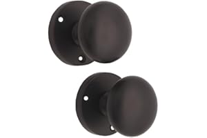 Infinity Decor Pair of Matt Black Victorian Style Round Mortice Door Knobs 52mm - Pull Handles Set for Internal and External Doors