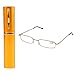 Produktbild Kalttoy Lesebrille Damen Herren Federscharnier Metall Schmal Klein Mini Leicht Lesehilfe Sehhilfe Klare Arbeit Brillen Stärke mit Etui (Gelb, 2,50)