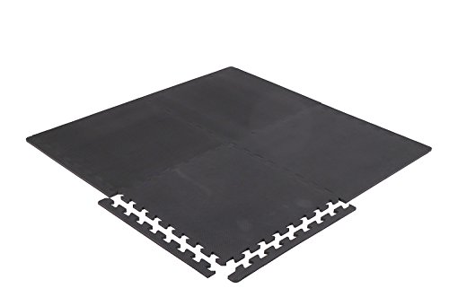 ResultSport® - Interlock Anti Fatigue Gym Floor Guard 4 tiles per pack With Free edge pieces - Yoga, Pilates, Martial Art, Gym, Play Mat