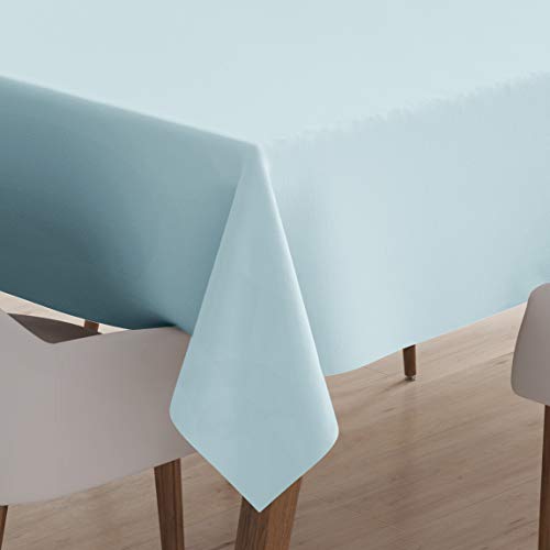 Encasa XO Dining Table Cover Cloth for 6 to 8 Seater | 140x230 cm Cotton Canvas Rectangular Table Cloth | Machine Washable Tablecloth for Indoor & Outdoor Use - Ice Blue Solid Color