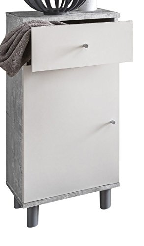 WILMES 85001-57 0 75 Badmöbel, Badezimmerunterschrank, Unterbeckenschrank Holz, Beton / Weiß Melamin Dekor, 32 x 35 x 79,5 cm