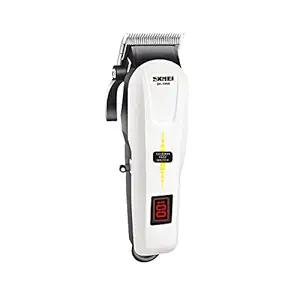 SKMEI Men's Low Voice Rechargeable Hair Clipper Razor LCD Display Cordless Electric Professional Shaver Beard Trimmer Grooming Shaving Machine Self Hair Cutting Haircut Trimmer Cutter, White (2M_KM-809A)