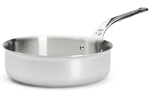 De Buyer - Sauteuse à bords droits en inox 5 couches AFFINITY - 24 cm - Fabriquée en France, Sans PFAS, Montée Rapide en Température, Inox 18/10, Tous Feux + Four, Finition Poli Brillant