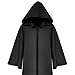 Produktbild GOKOMO Männer und Frauen mittelalterlichen Ritter Gothic Retro einfarbig Ärmel Mantel Mantel Erwachsenen schwarz XXL