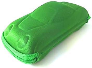 Childs Car Shaped Glasses Case - GREEN. Strong Zip Close With Soft Lining.