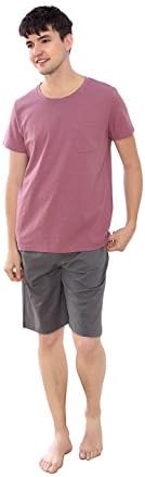 Marster Fashions Men's Pajamas Cotton Large Size Short-Sleeved Pajamas Men's Round Neck Simple can wear Home Clothes