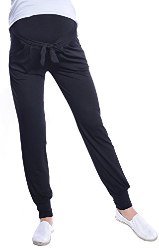 Mija - Relaxed Maternty Pants Trousers Harem Alladin 4012 (10, Black)