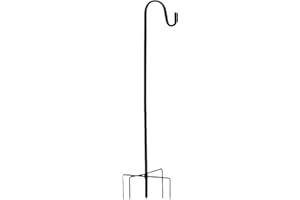 DDGAO Wild Bird Feeder Pole. Feeding Station with Decorative Finial & One Hooks for any Feeders such as Seed, Peanut, Sunflower & Fatball. Metal, Freestanding Ready for the Garden & Outdoors