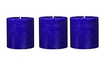 DELHI CANDLES Home Made Hand Crafted Smooth Pillar Candles, Set of 3 for Home Dcor/Meditation/Aroma/Reiki/Party/Romantic Dinner/Christmas & Other Occasion (Blue, 3X3)