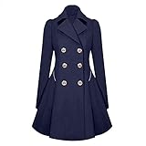 Paolian Manteau de Laine Manteau Chaud et Confortable de Dames Manteau de Laine Chaud de Manteau de Revers de Couleur Unie Automne/Hiver Revers Mince（S/M/L/XL/XXL/XXXL）